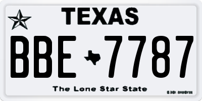 TX license plate BBE7787