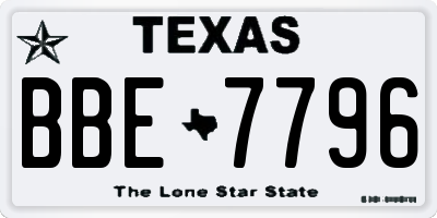 TX license plate BBE7796