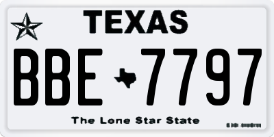 TX license plate BBE7797