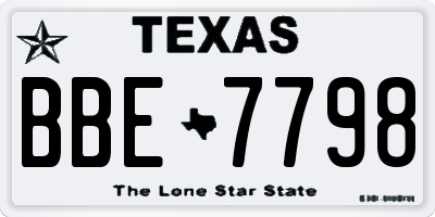 TX license plate BBE7798