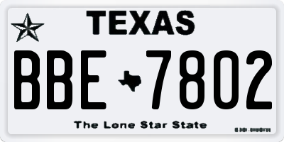 TX license plate BBE7802