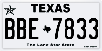 TX license plate BBE7833