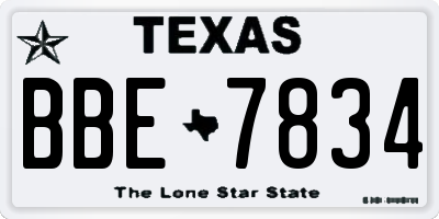 TX license plate BBE7834