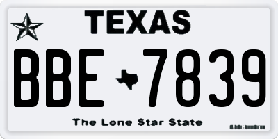 TX license plate BBE7839