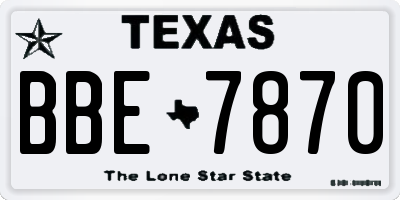 TX license plate BBE7870
