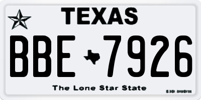TX license plate BBE7926