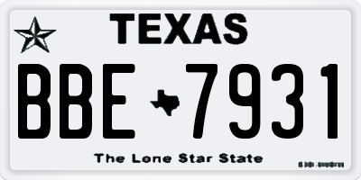 TX license plate BBE7931