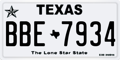 TX license plate BBE7934