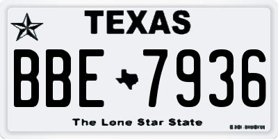 TX license plate BBE7936