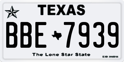 TX license plate BBE7939