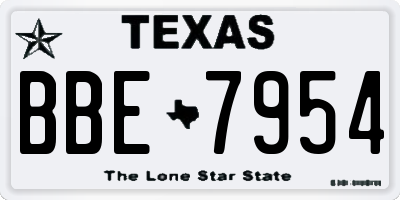 TX license plate BBE7954