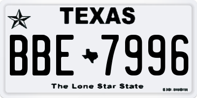 TX license plate BBE7996