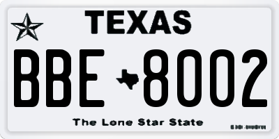 TX license plate BBE8002