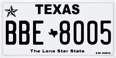 TX license plate BBE8005