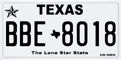 TX license plate BBE8018