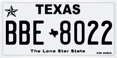 TX license plate BBE8022