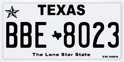 TX license plate BBE8023