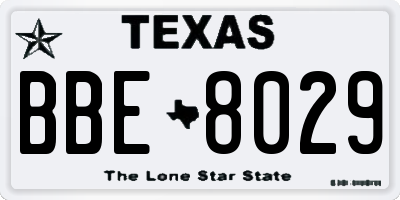 TX license plate BBE8029