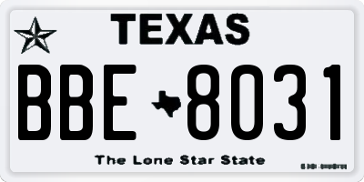 TX license plate BBE8031