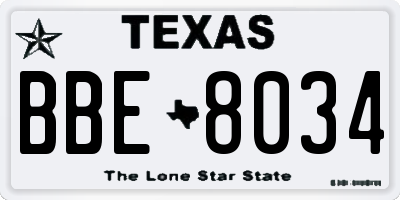 TX license plate BBE8034