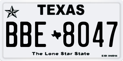 TX license plate BBE8047