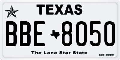 TX license plate BBE8050