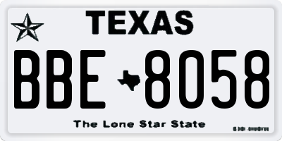 TX license plate BBE8058