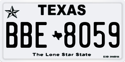 TX license plate BBE8059