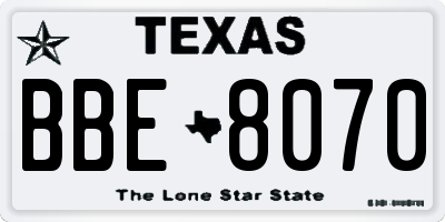 TX license plate BBE8070