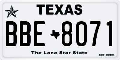 TX license plate BBE8071