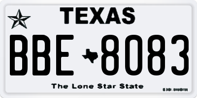 TX license plate BBE8083