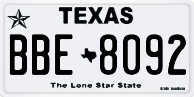 TX license plate BBE8092