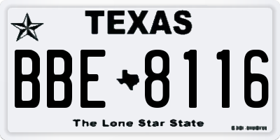 TX license plate BBE8116