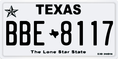 TX license plate BBE8117