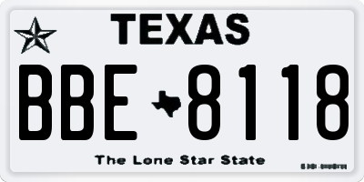 TX license plate BBE8118