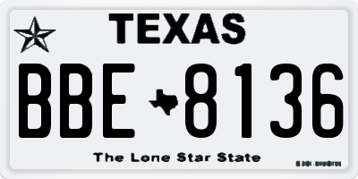 TX license plate BBE8136