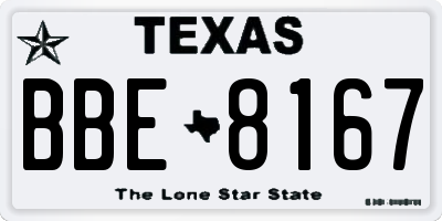 TX license plate BBE8167