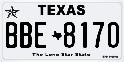 TX license plate BBE8170