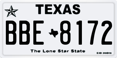TX license plate BBE8172
