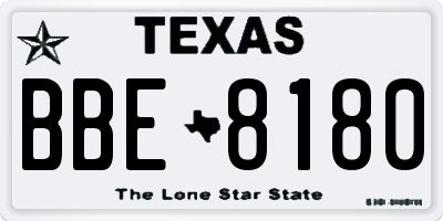 TX license plate BBE8180