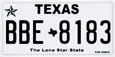 TX license plate BBE8183