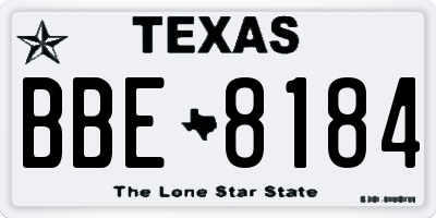 TX license plate BBE8184