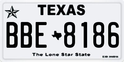 TX license plate BBE8186