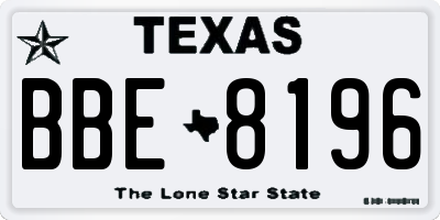 TX license plate BBE8196
