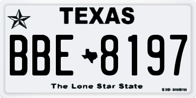 TX license plate BBE8197