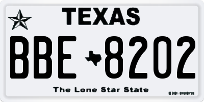 TX license plate BBE8202