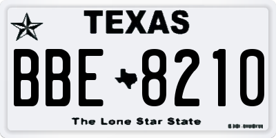 TX license plate BBE8210