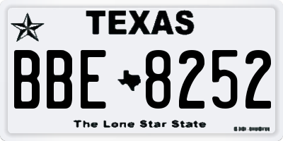 TX license plate BBE8252