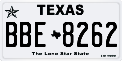 TX license plate BBE8262