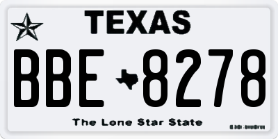 TX license plate BBE8278